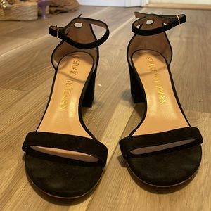 Stuart Weitzman black suede heels size 7.5 barely worn.